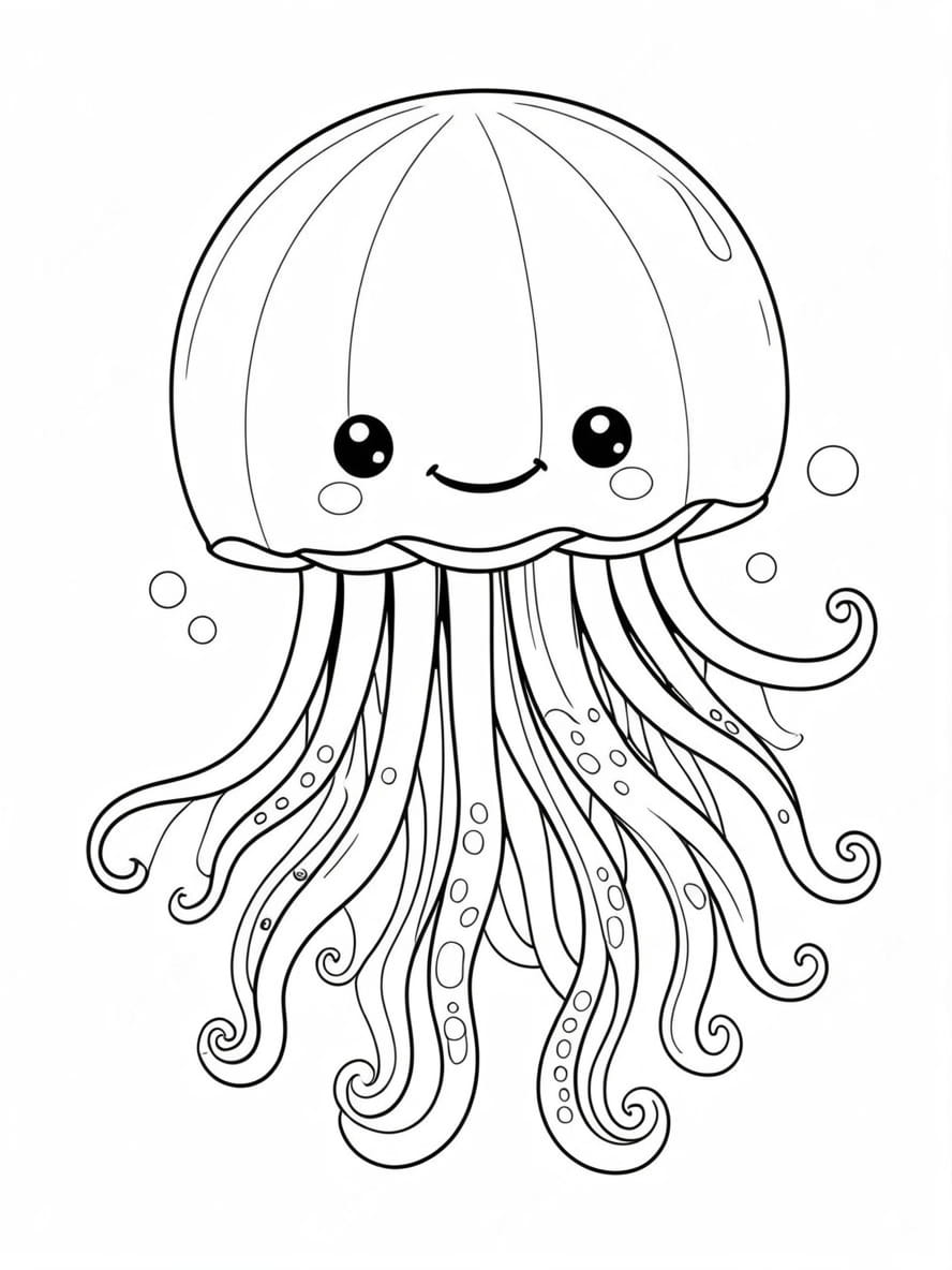 Simple Jellyfish Coloring Pages