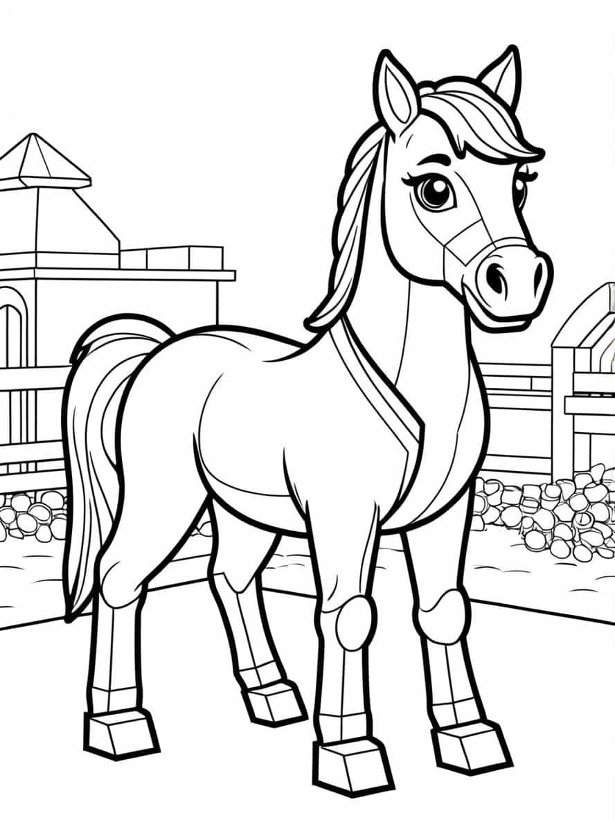 Simple Lego Horse Coloring Pages