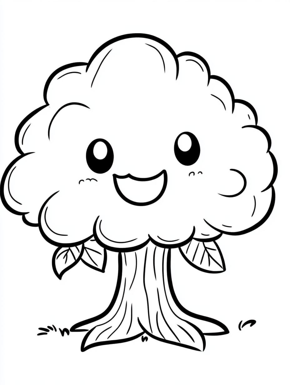 Simple Outline Tree Coloring Page For Kid