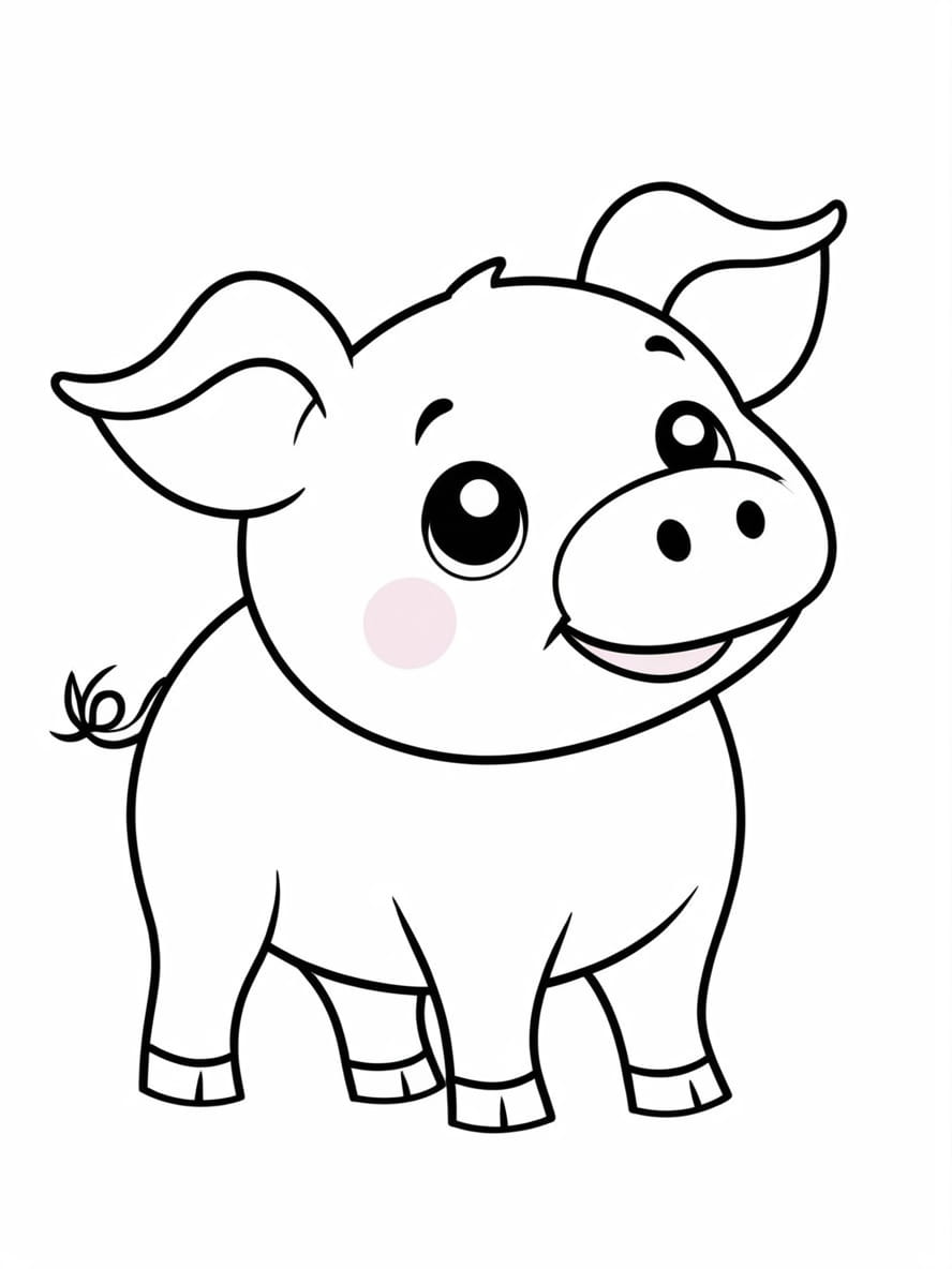 Simple Pig To Color For Preschoolers Coloring Pages