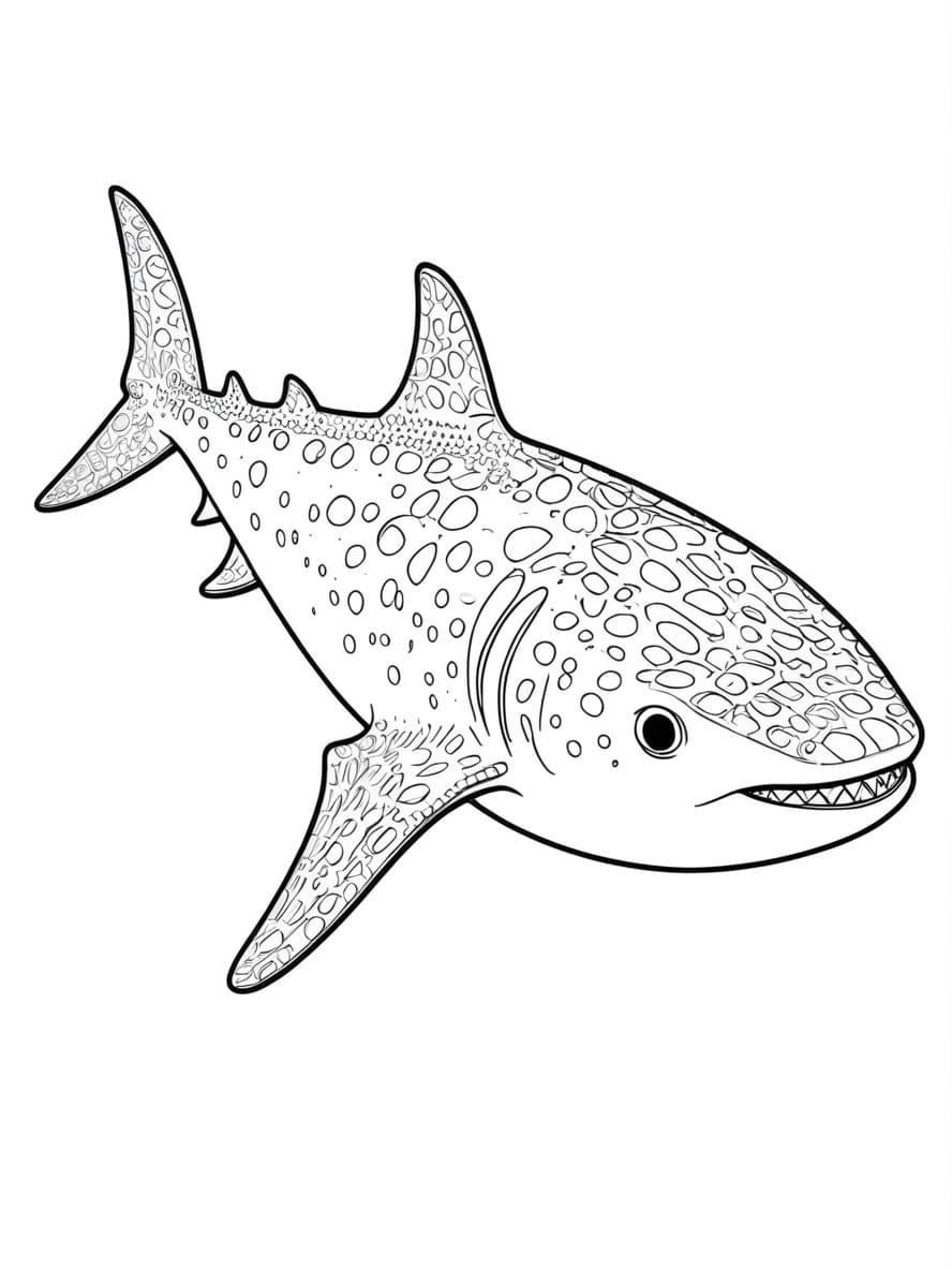 Simple Shark With Coloring Pages