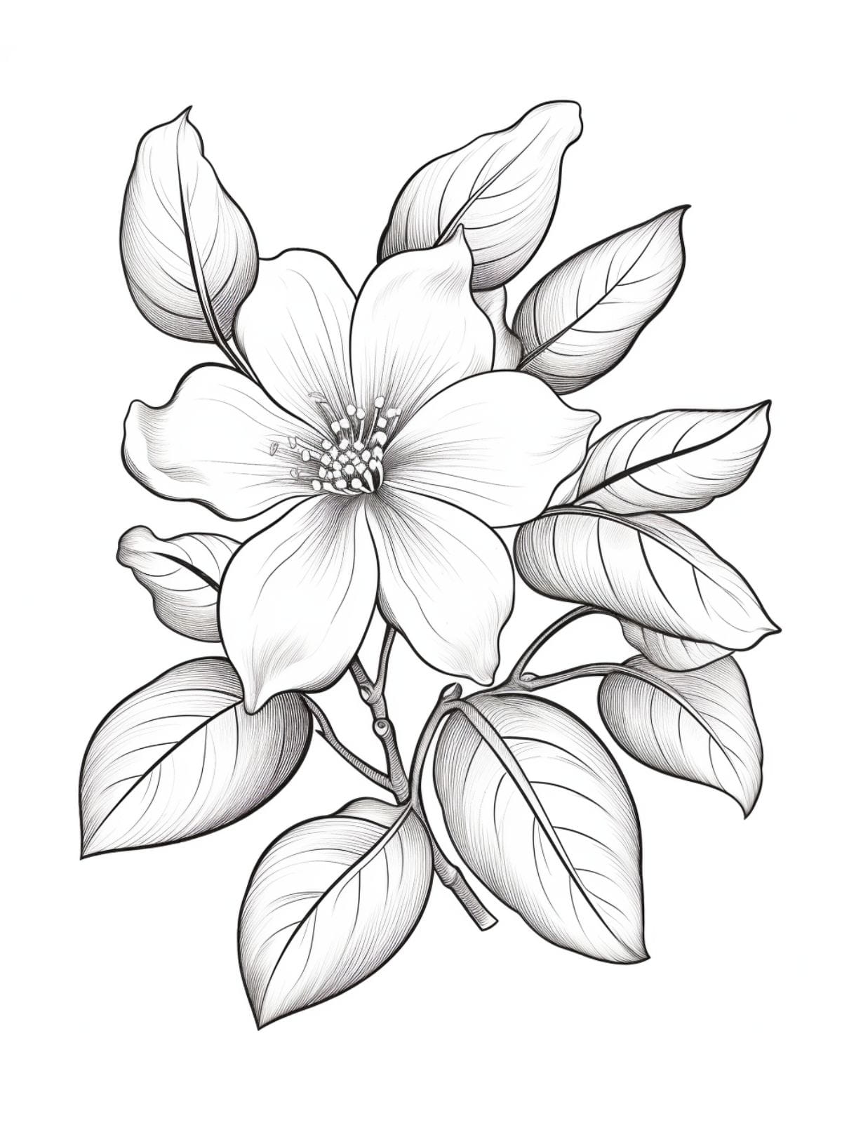 Simple Style Jasmine Flower Coloring Page For Kids