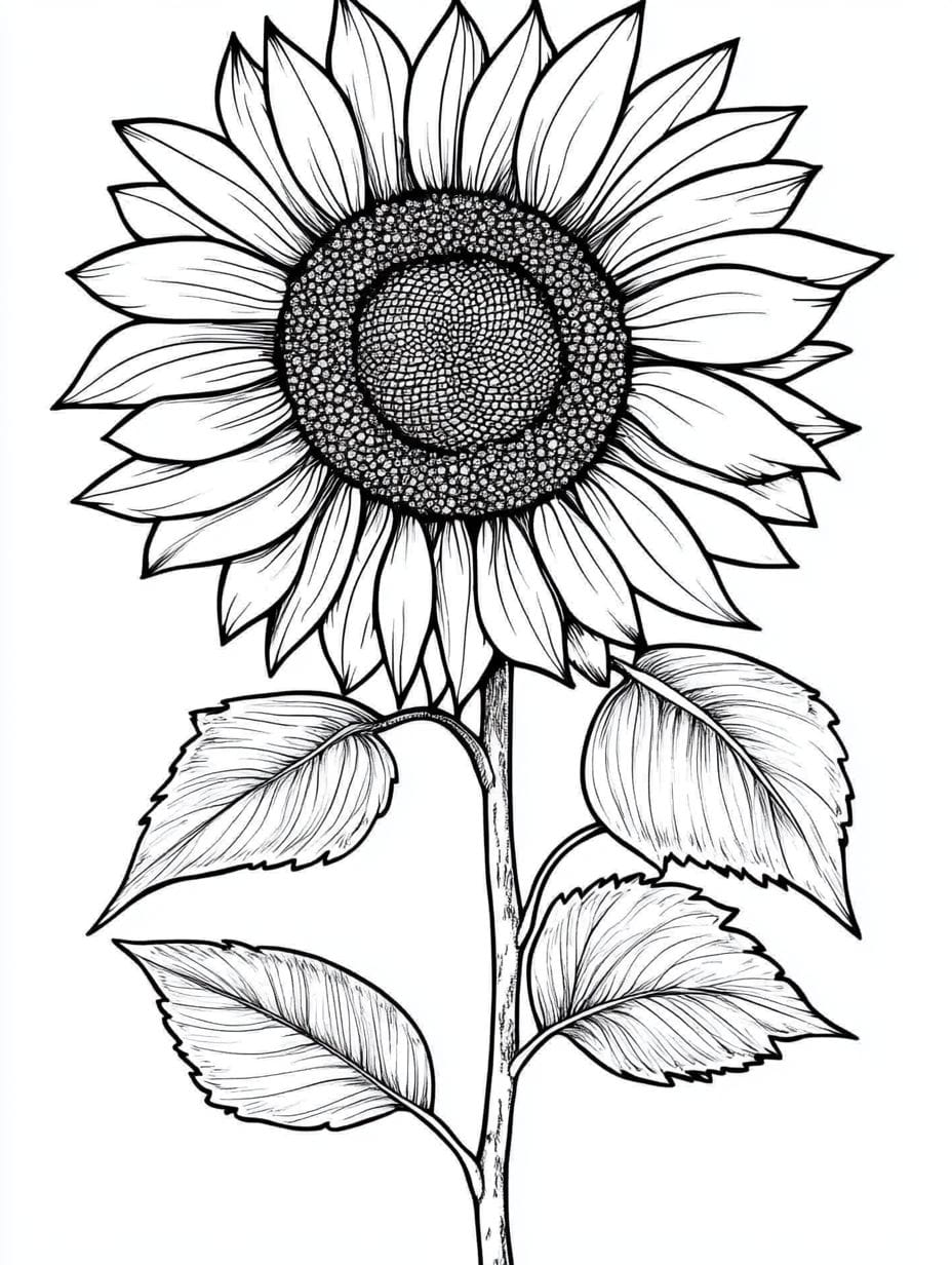 Simple Sunflower Coloring Pages