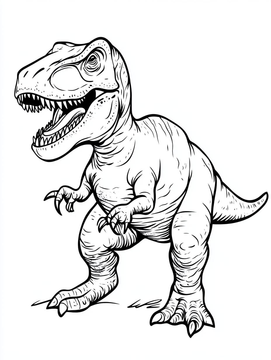 Simple T Rex Dinosaur Strong Coloring Pages