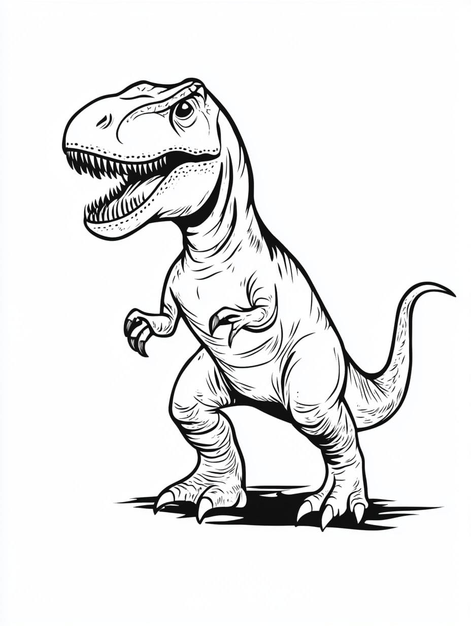 Simple T Rex Walking Dinosaur Coloring Pages