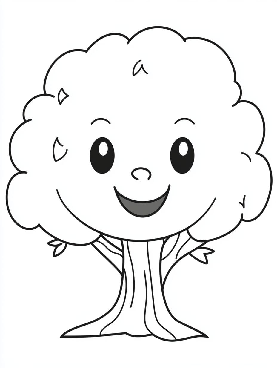 Simple Tree Coloring Page For Kid