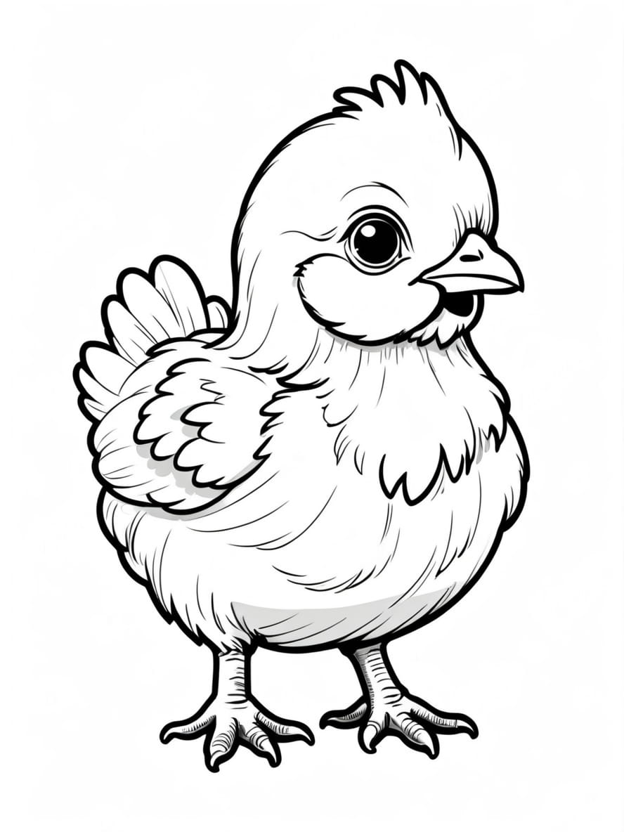 Small Cute Chicken Coloring Pages