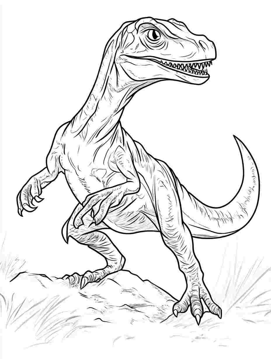 Small Utahraptor Coloring Page For Kids Animals