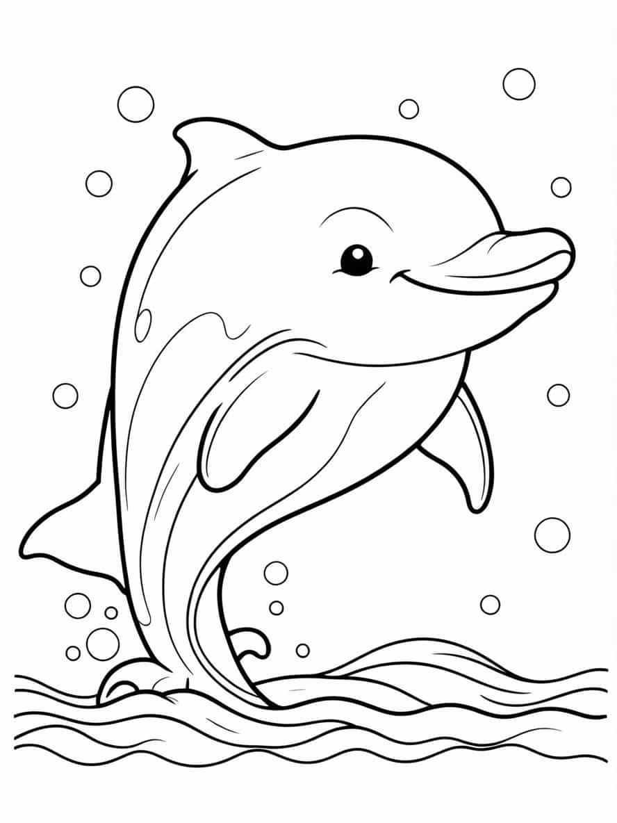 Smiling Dolphin Coloring Pages