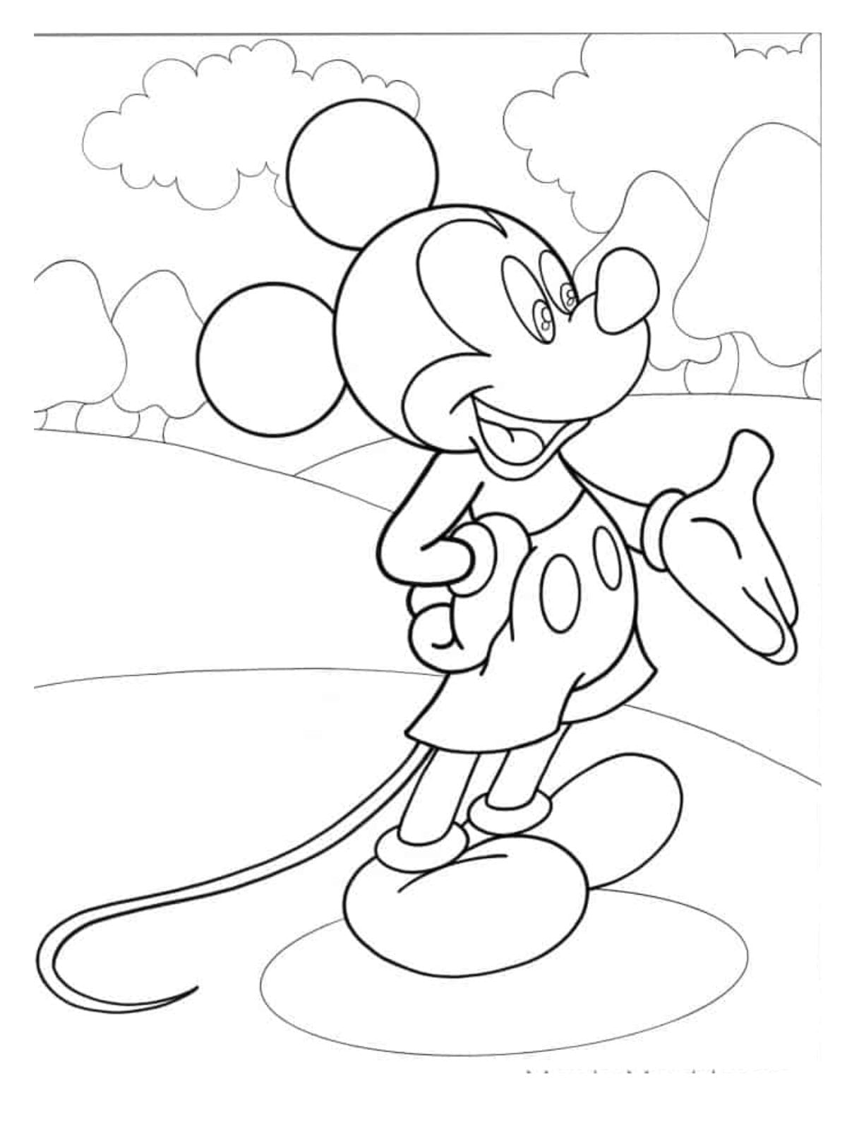 Smiling Mickey Mouse To Color