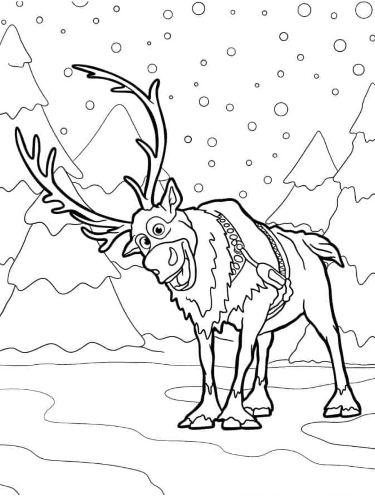 Smiling Sven In The Snow Coloring Page