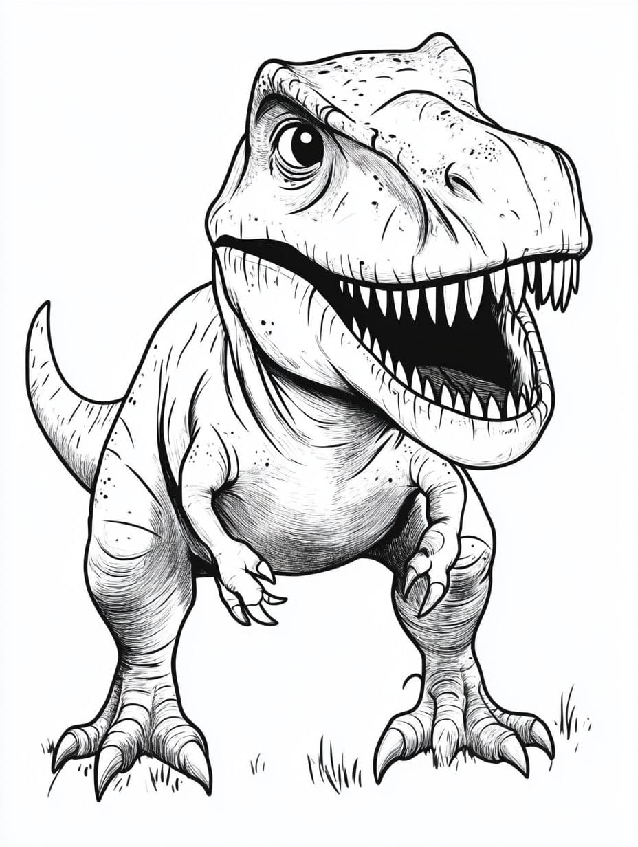 Smiling Tyrannosaurus Rex Coloring Pages