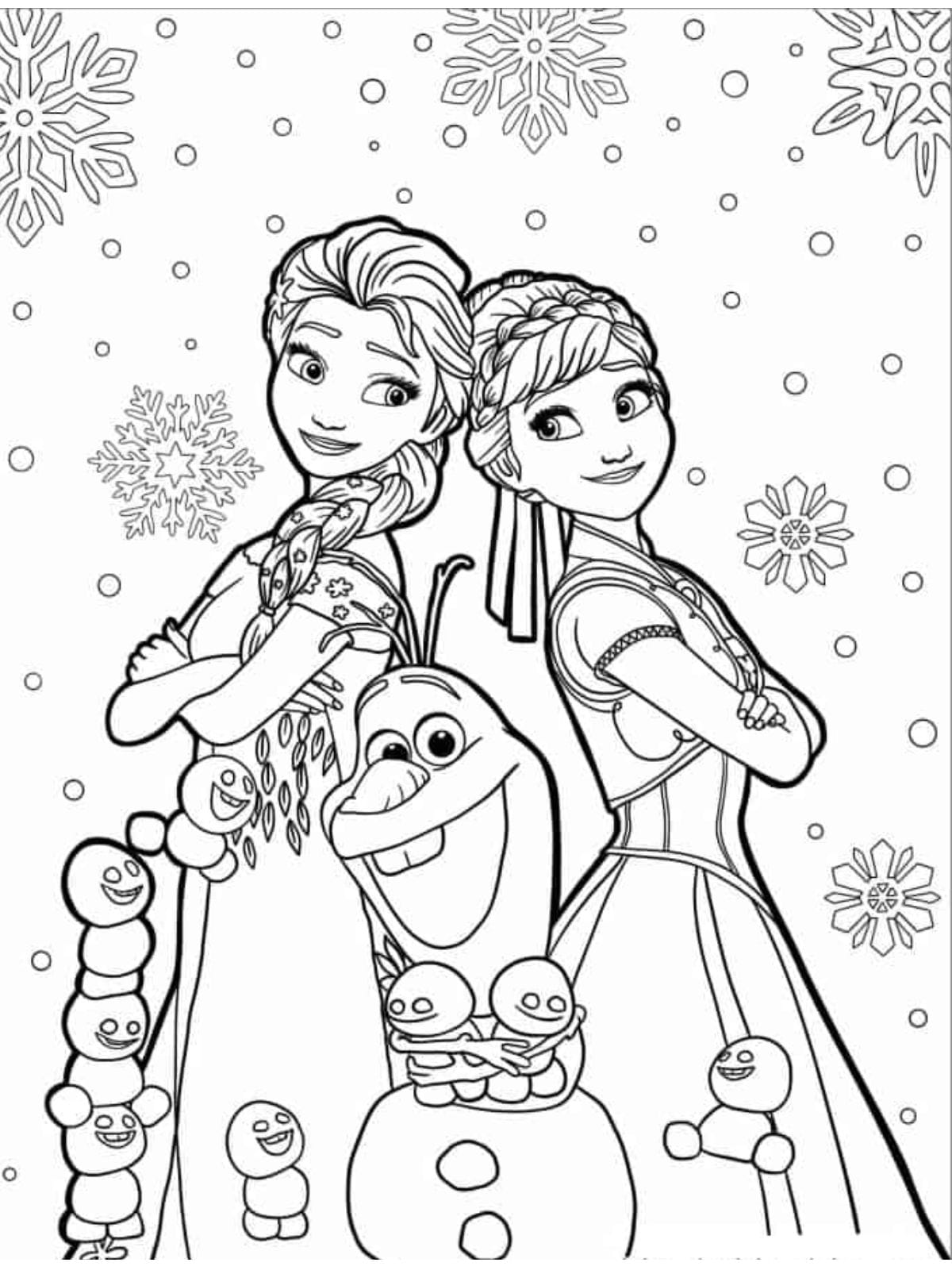 Snow Babies Olaf Anna And Elsa To Color