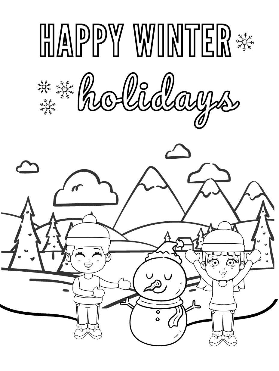 Snowy Village Coloring Pages