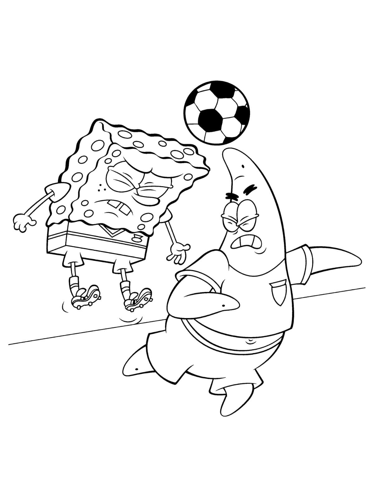 Soccer Spongebob And Patrick Coloring Page For Kids