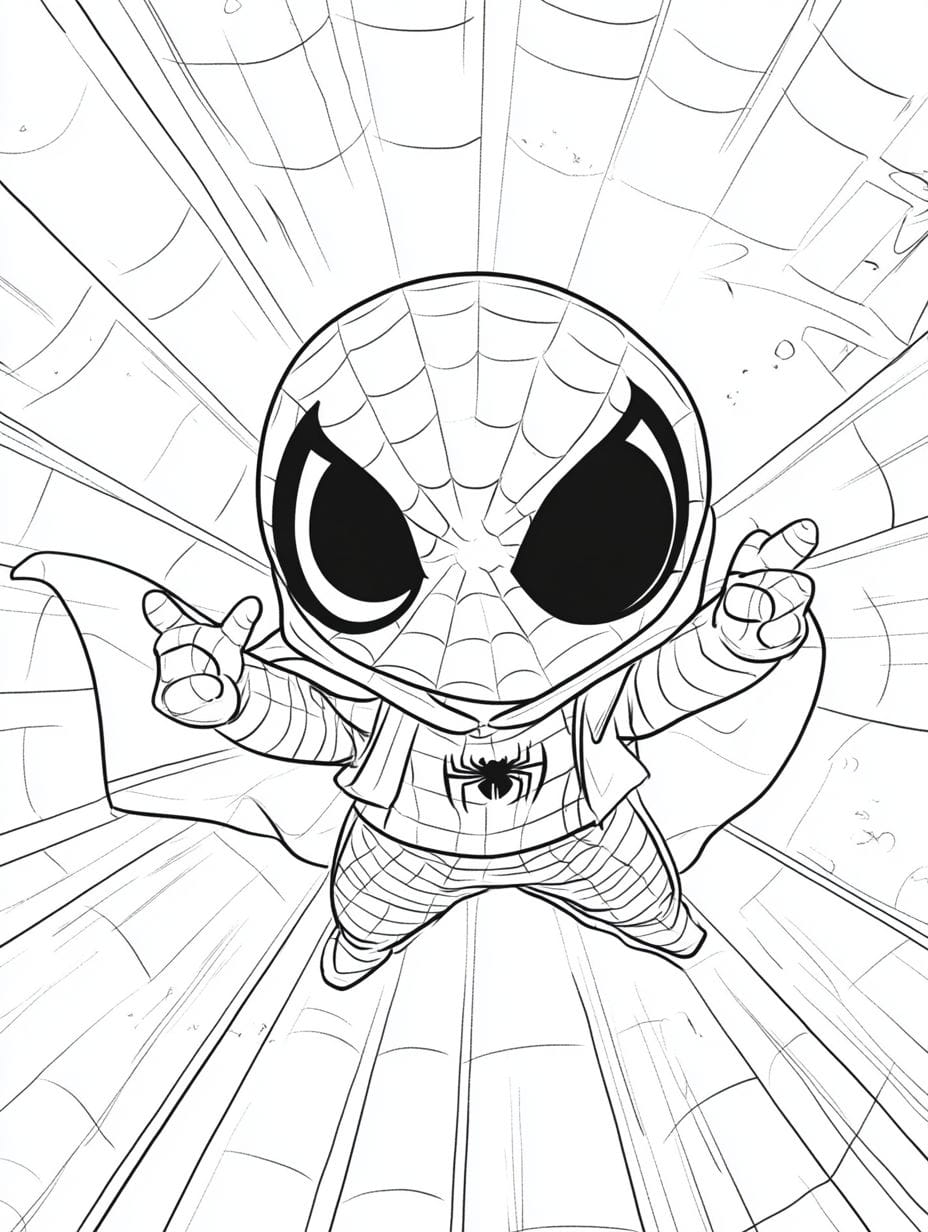 Spider Man Cartoon Swing Coloring Pages