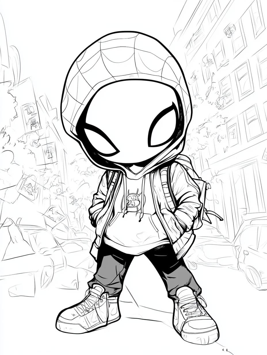 Spider Man Puts His Hands In His Pockets Coloring Pages