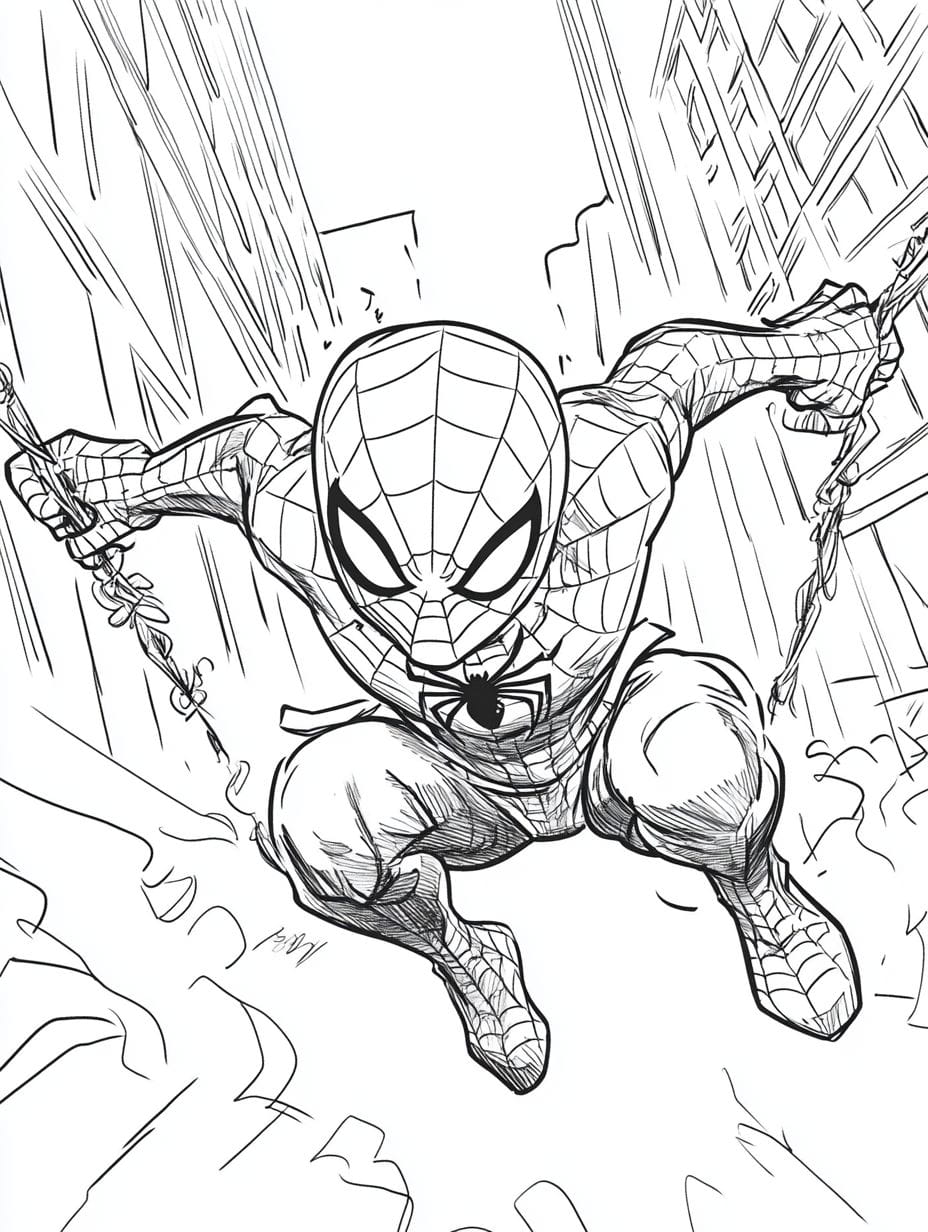 Spider Man Rushes Forward Coloring Pages