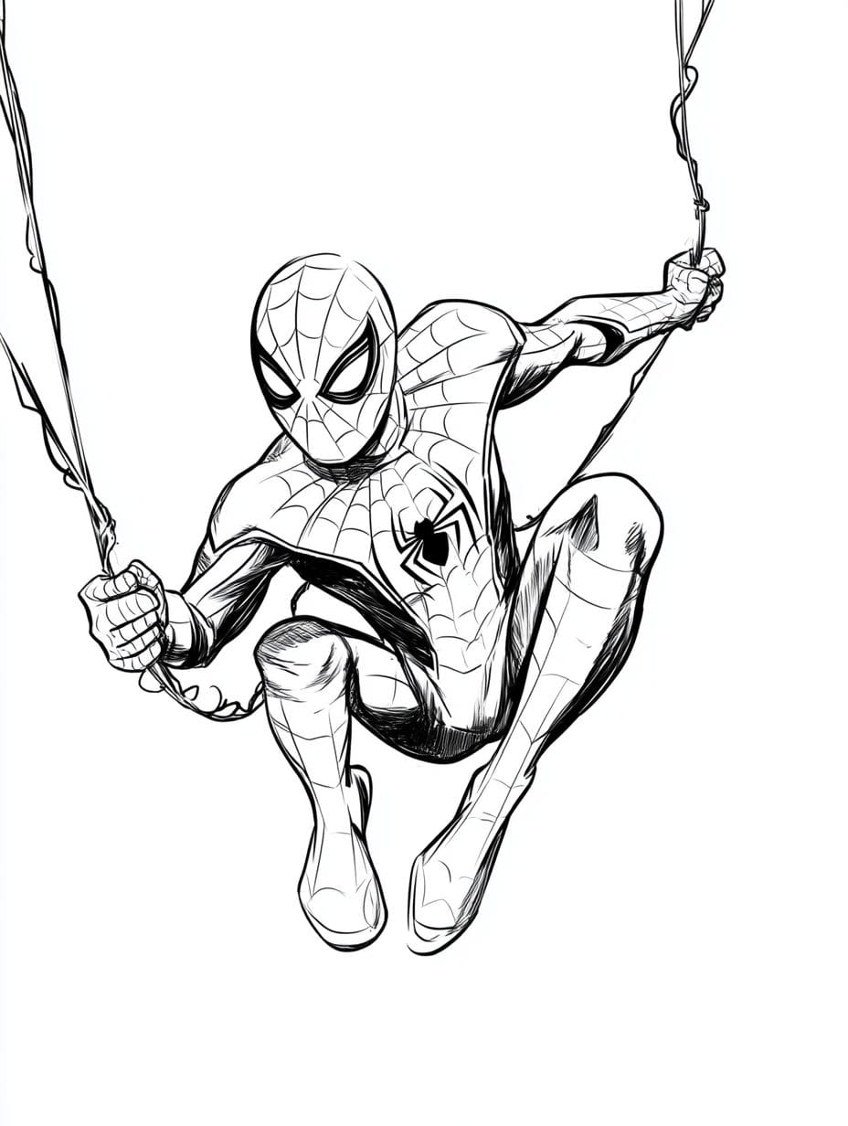 Spider Man Swing Coloring Pages