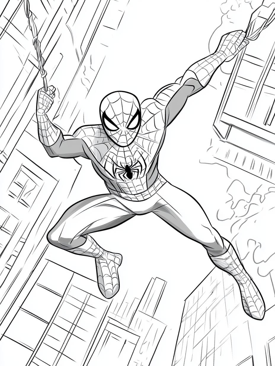 Spider Man With House Coloring Pages