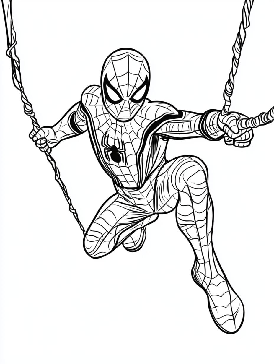 Spider Man With Spider Web Coloring Pages