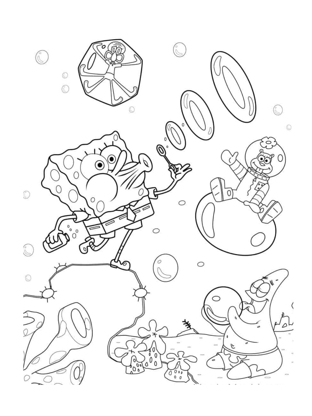 Spongebob And Friend Coloring Page For Kids