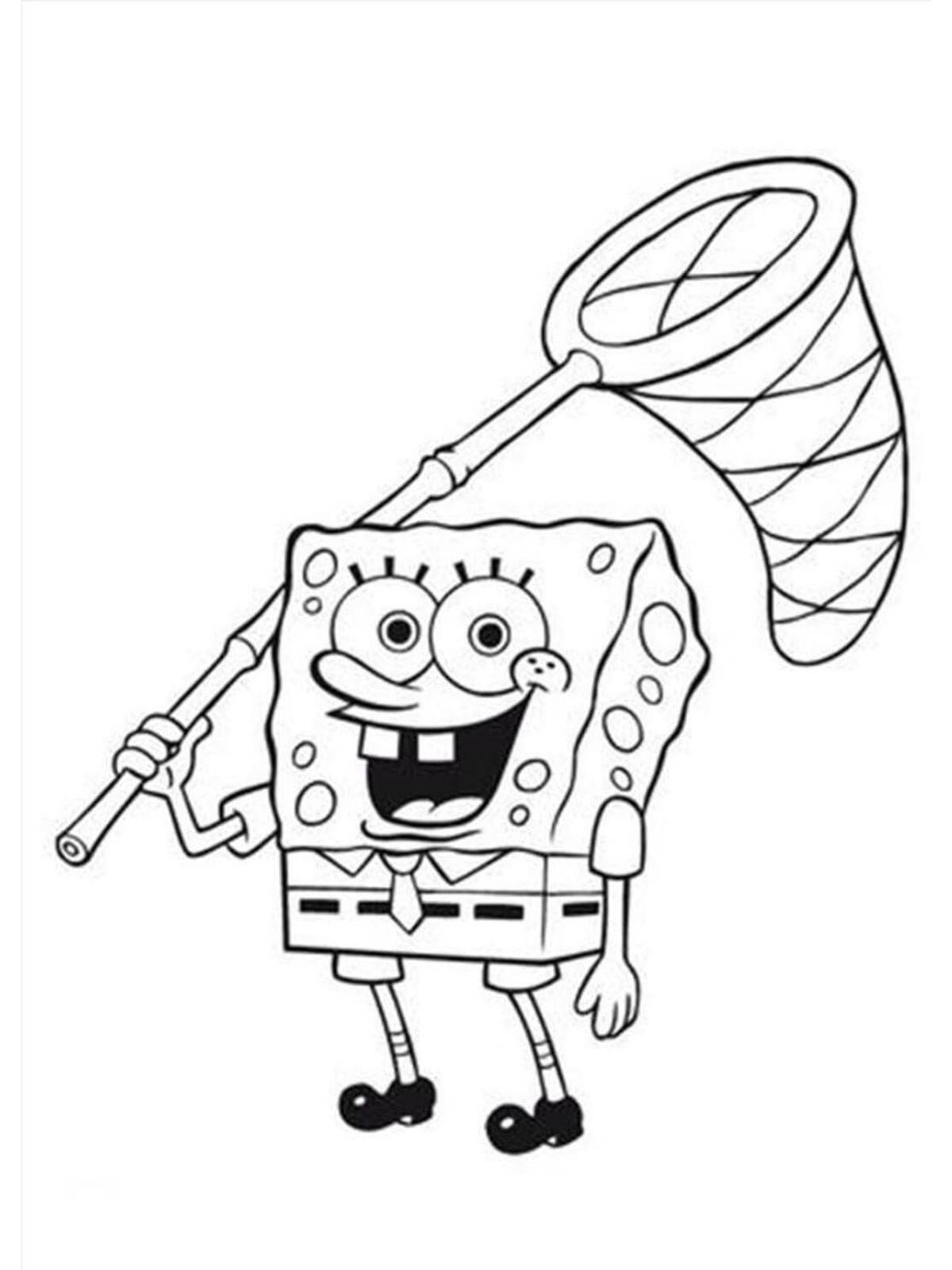 Spongebob Fishing Coloring Page For Kids