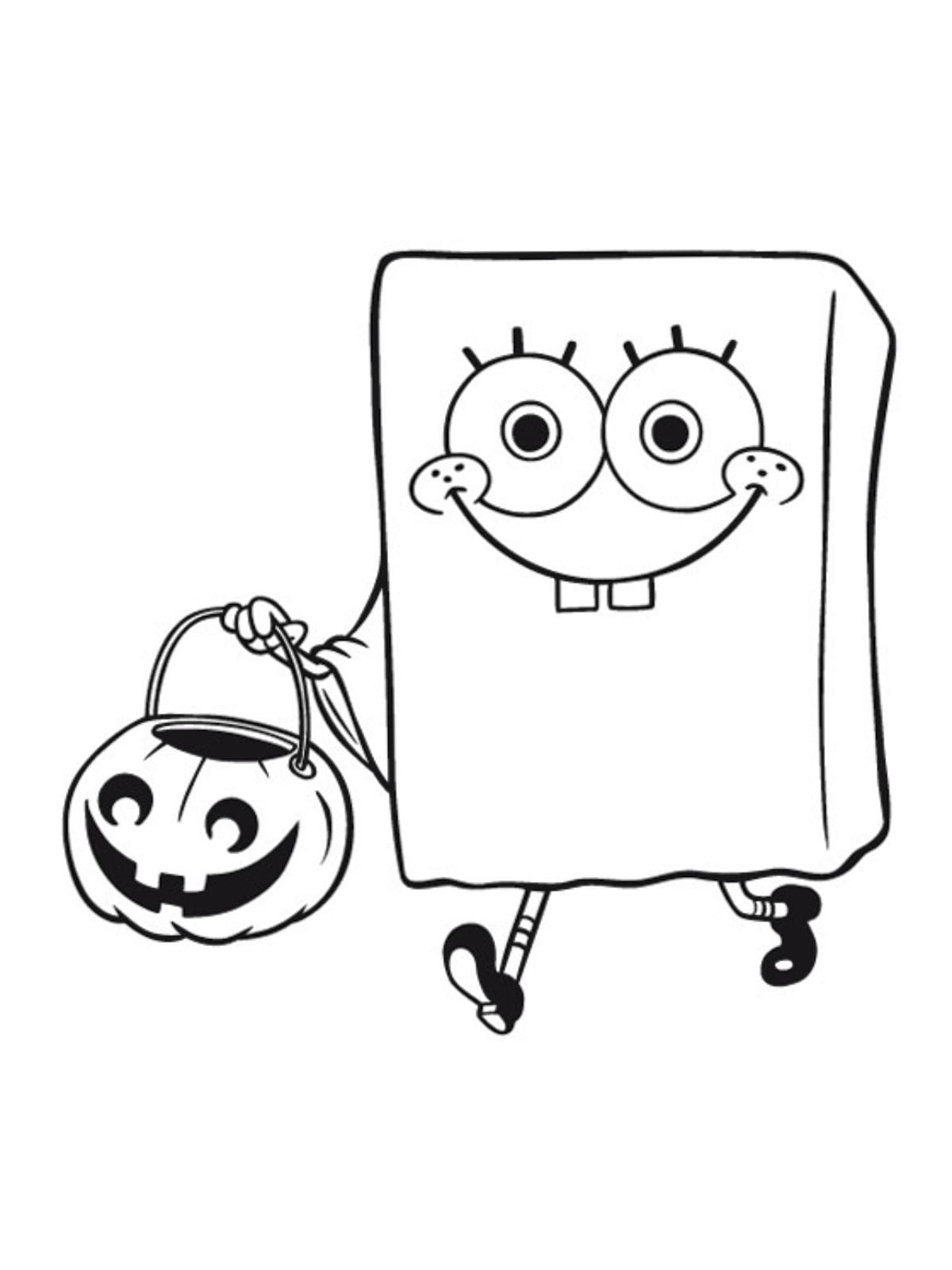 Spongebob Halloween Coloring Page For Kids