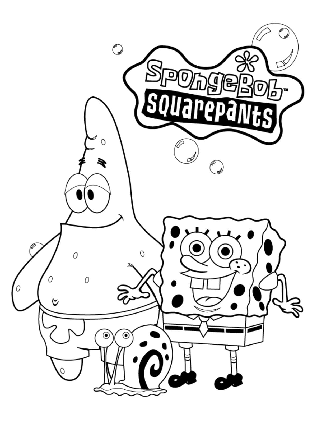 Spongebob Patrick Gary From Spongebob Coloring Page For Kids