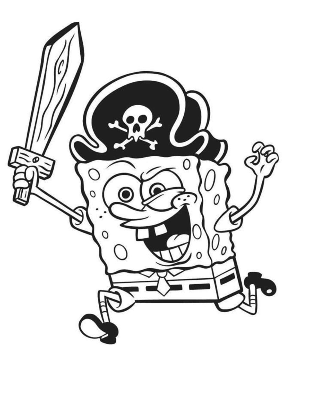 Spongebob Pirate Coloring Page For Kids