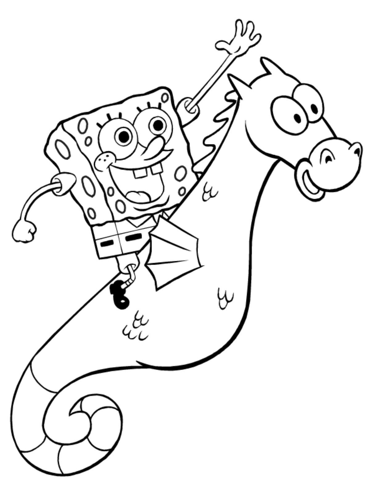 Spongebob Seahorse Coloring Page For Kids