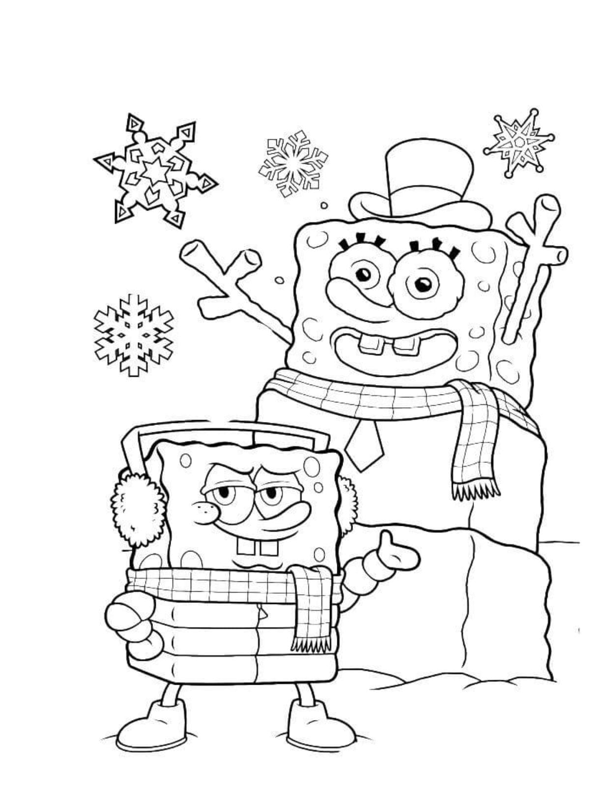 Spongebob Snowman Coloring Page For Kids