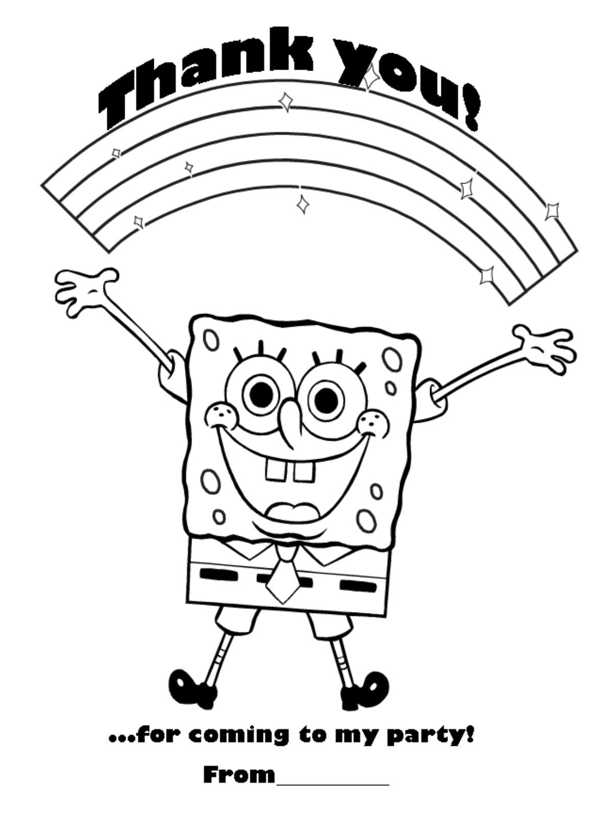 Spongebob Thank You Coloring Page For Kids