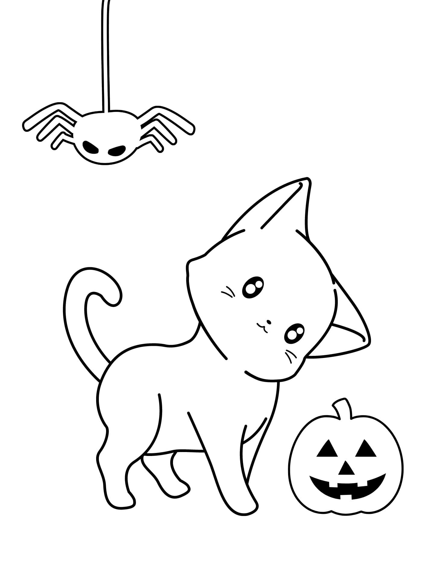 Spooky Cat Halloween Coloring Pages