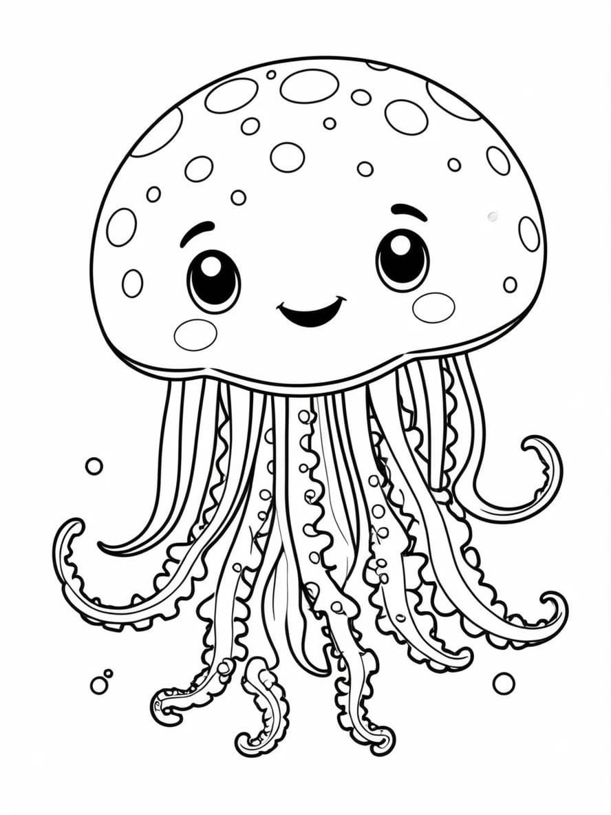 Spotted Jellyfish Smiling Coloring Sheets