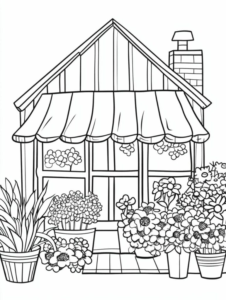 Brighten up with 30 spring coloring - Spring Flower Shop Coloring Pages 771x1024