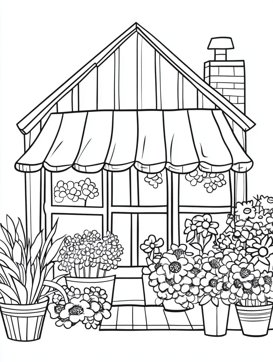 Spring Flower Shop Coloring Pages