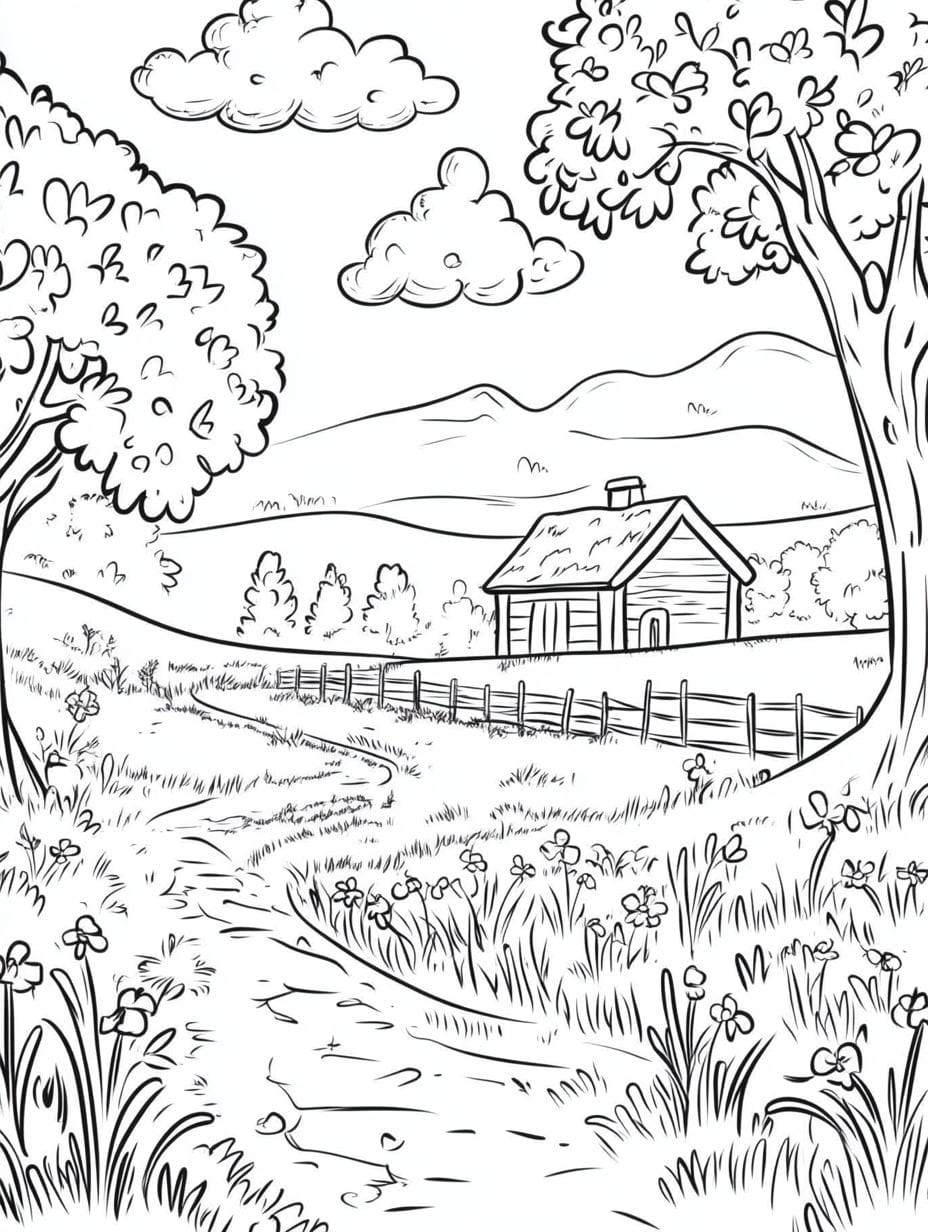 Springtime In The Countryside Coloring Pages