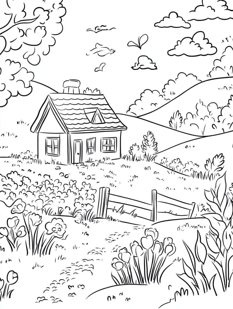 Springtime In The Garden Coloring Pages