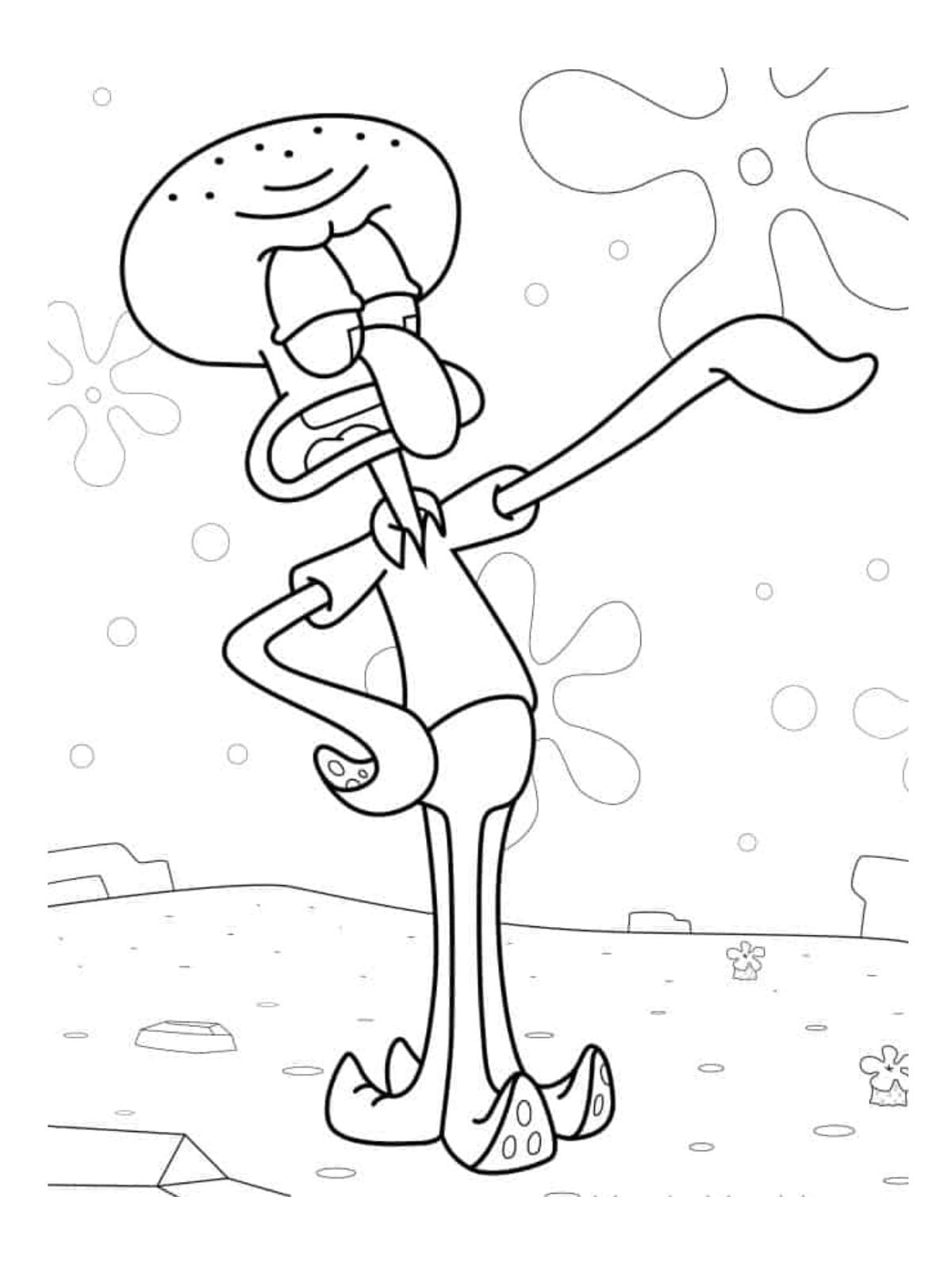 Squidward Complaining Coloring Page For Kids