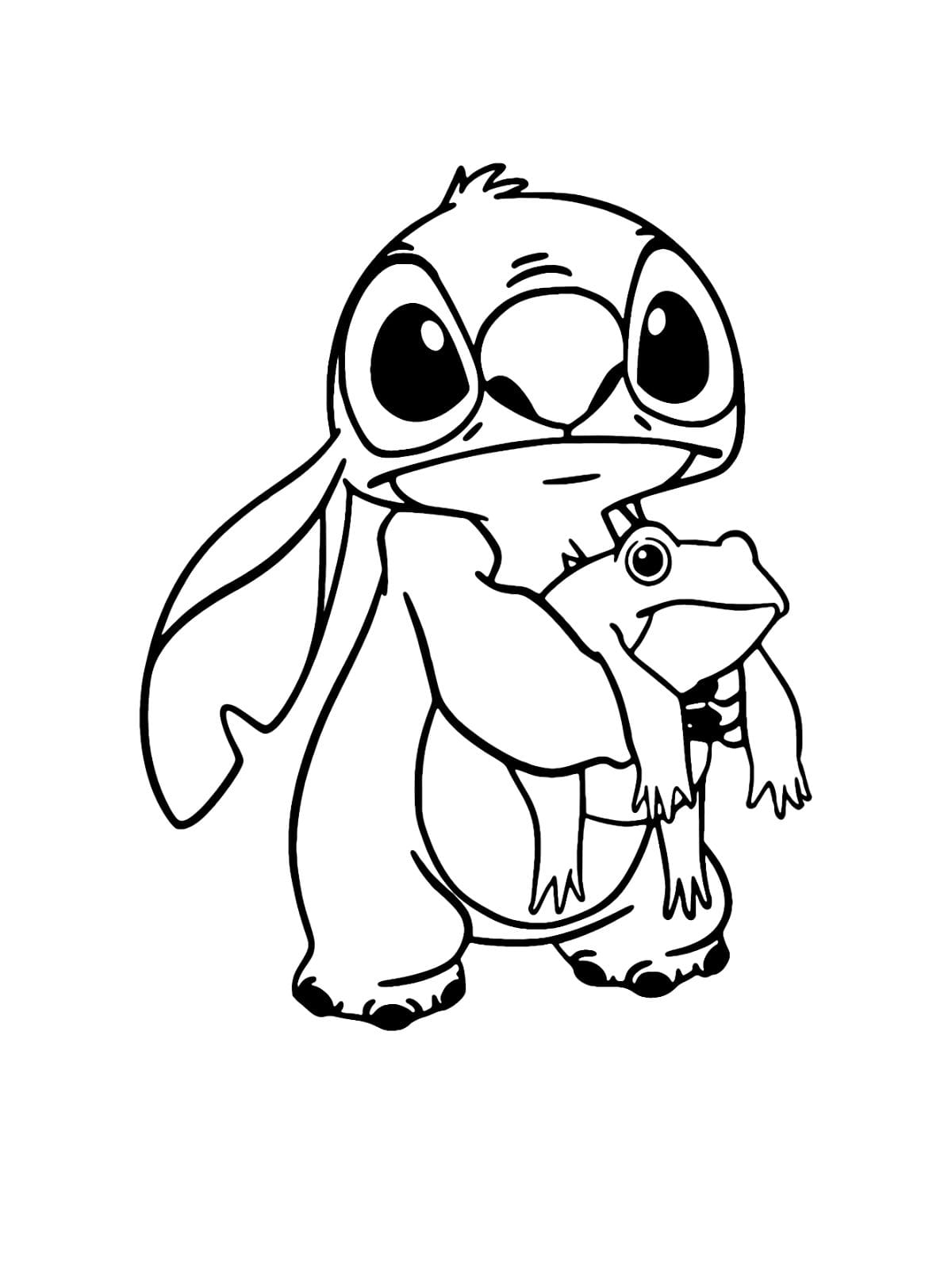 Stitch Hug Frog Coloring Pages