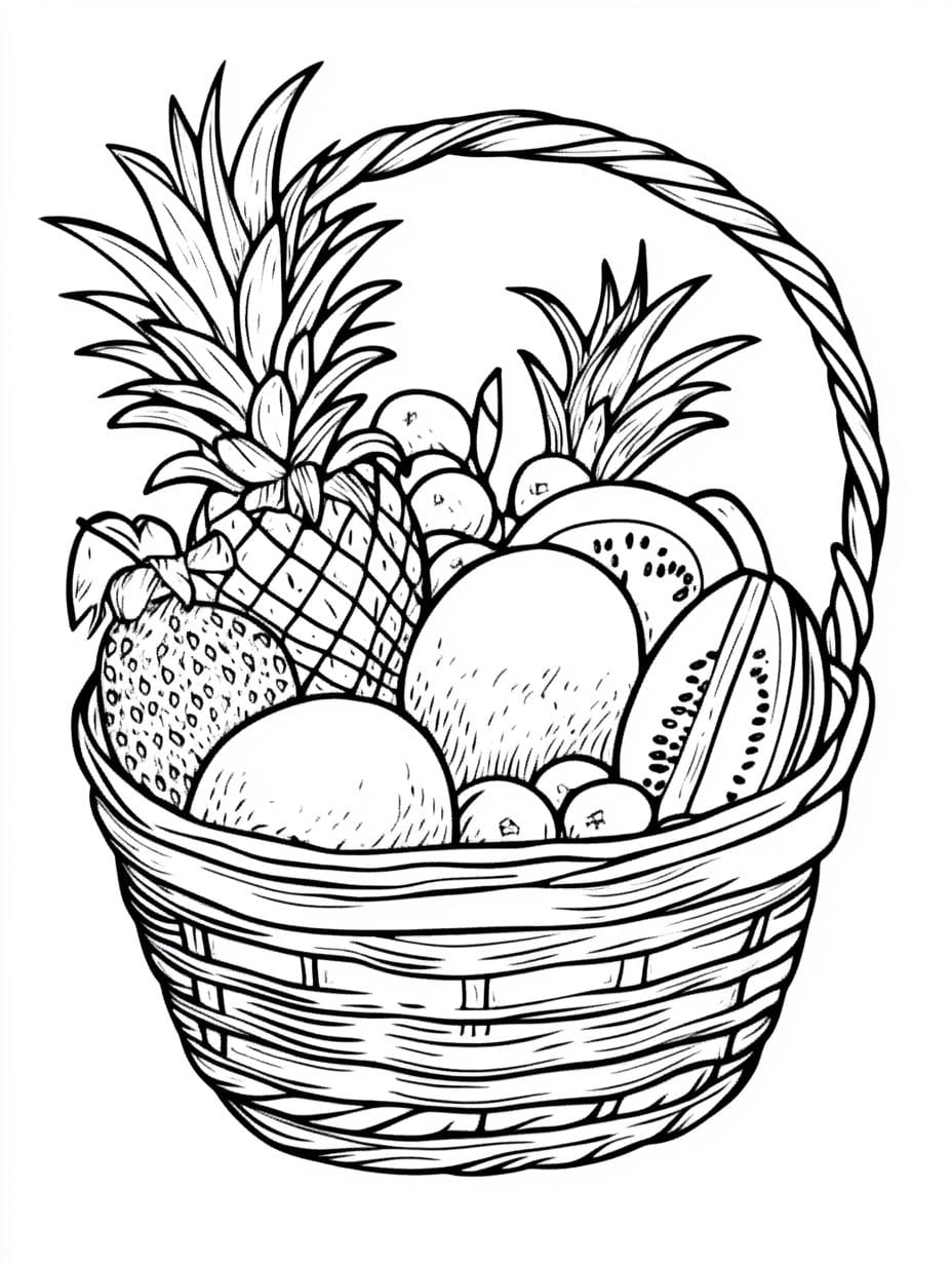 Summer Fruit Basket A Basket Coloring Pages