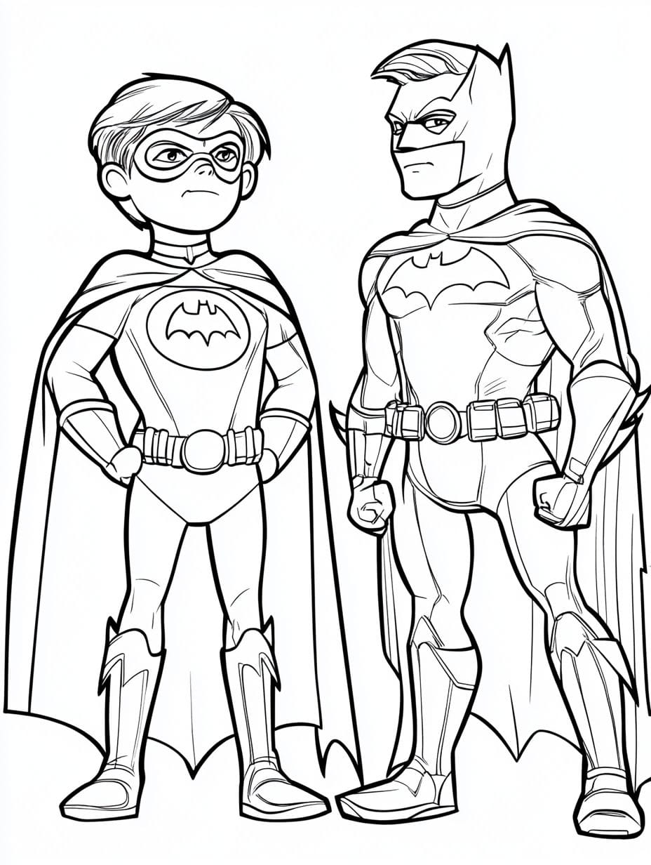 Superhero Batman And Robin Coloring Pages