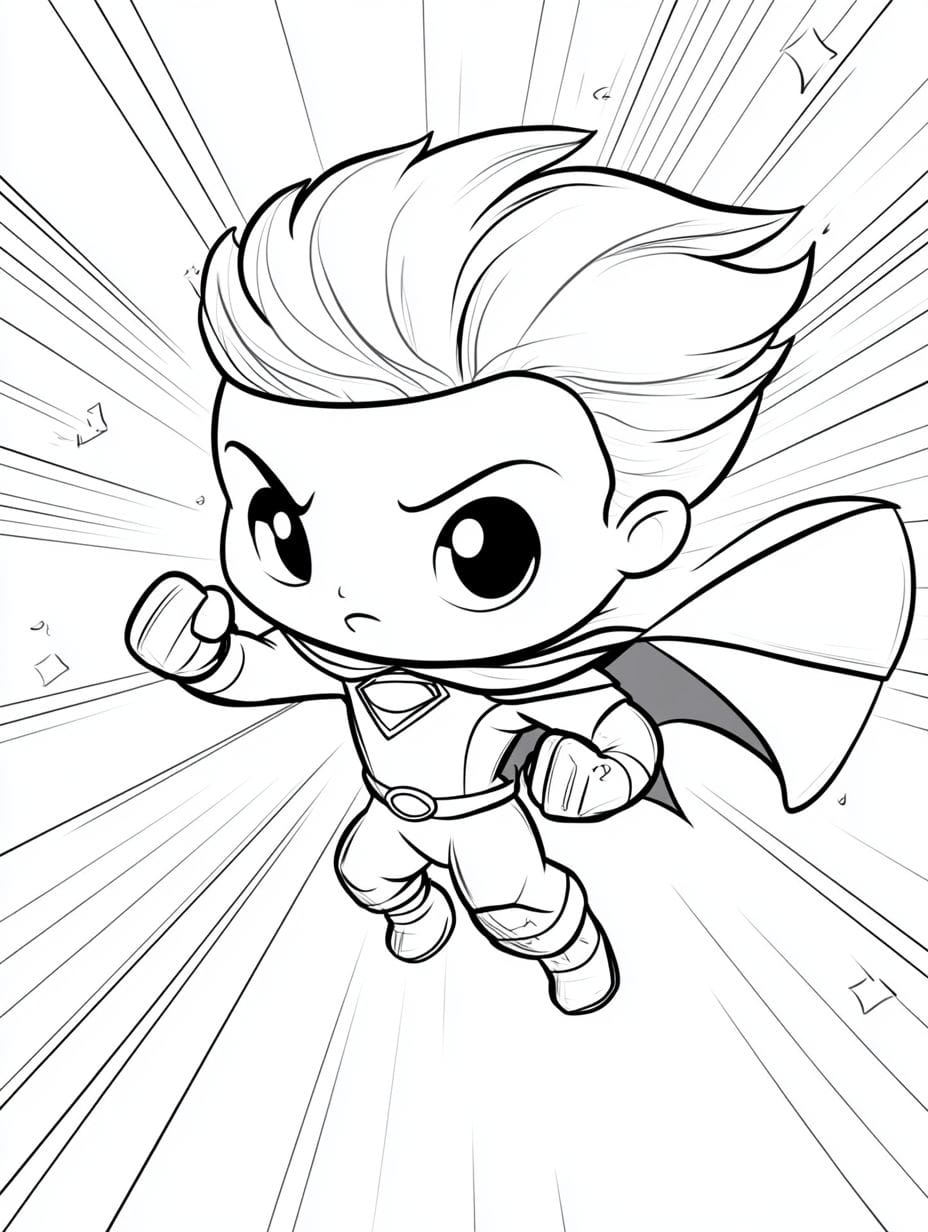 Superhero Cute Cartoon Coloring Pages