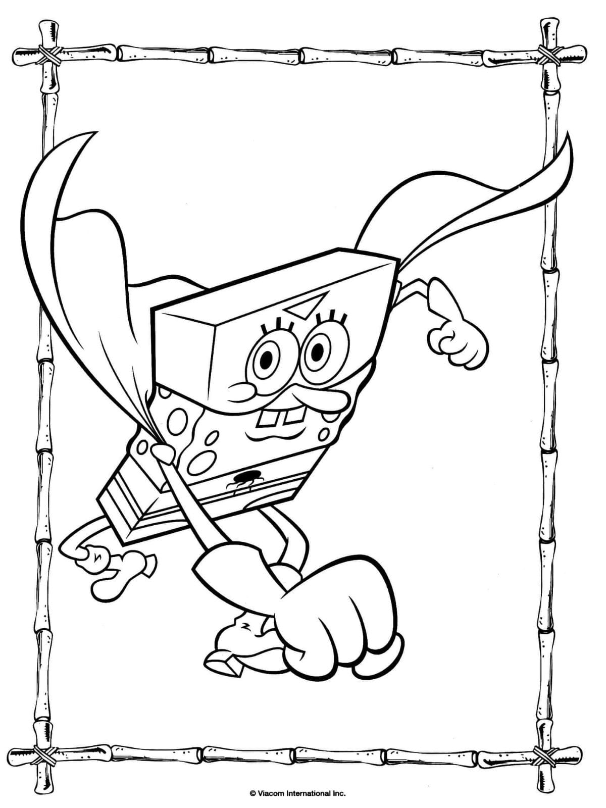 Superhero Spongebob Coloring Page For Kids