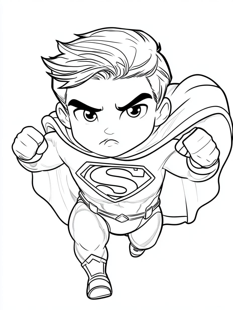 Superhero Superman Cartoon Coloring Pages