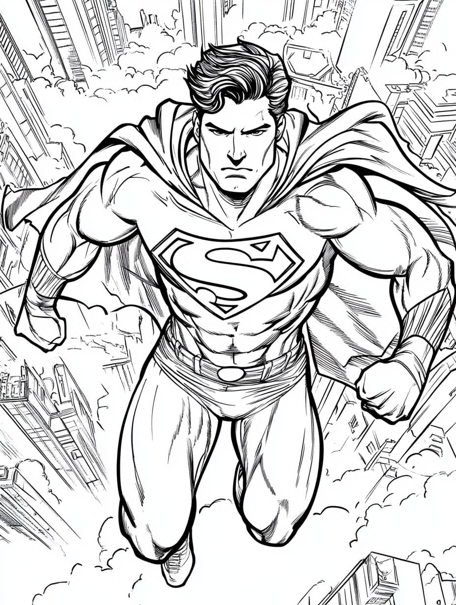 Superheroes Super Man Cool And Strong Coloring Pages