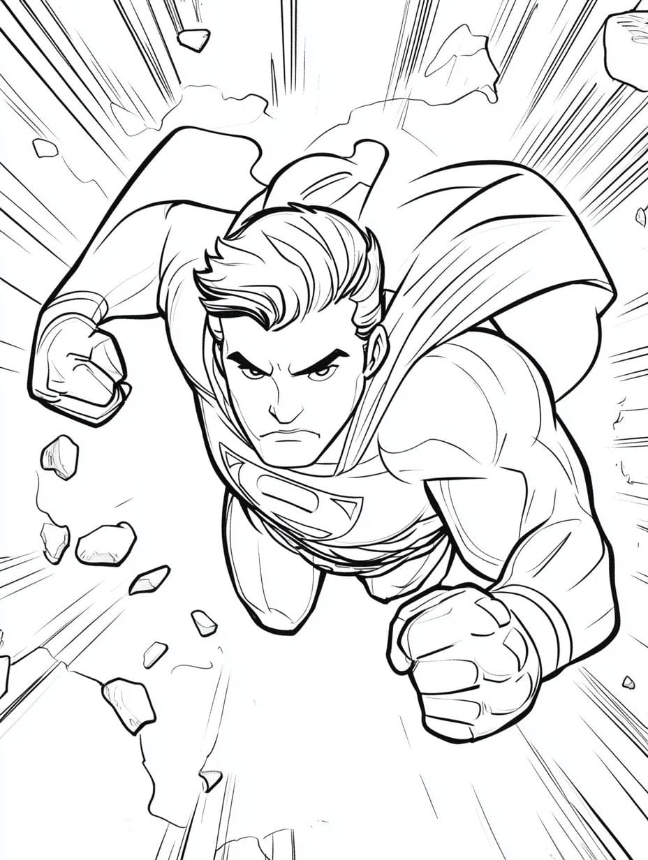 Superheroes Super Man Strong Coloring Pages