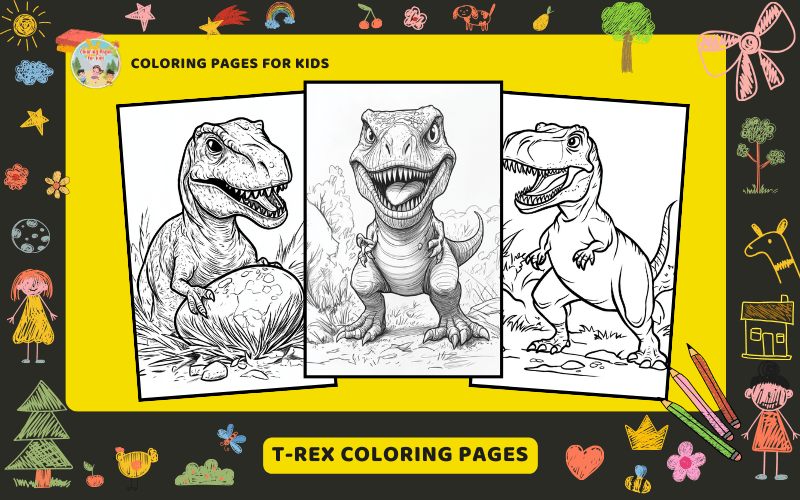 T Rex Coloring Pages Featured Image Min