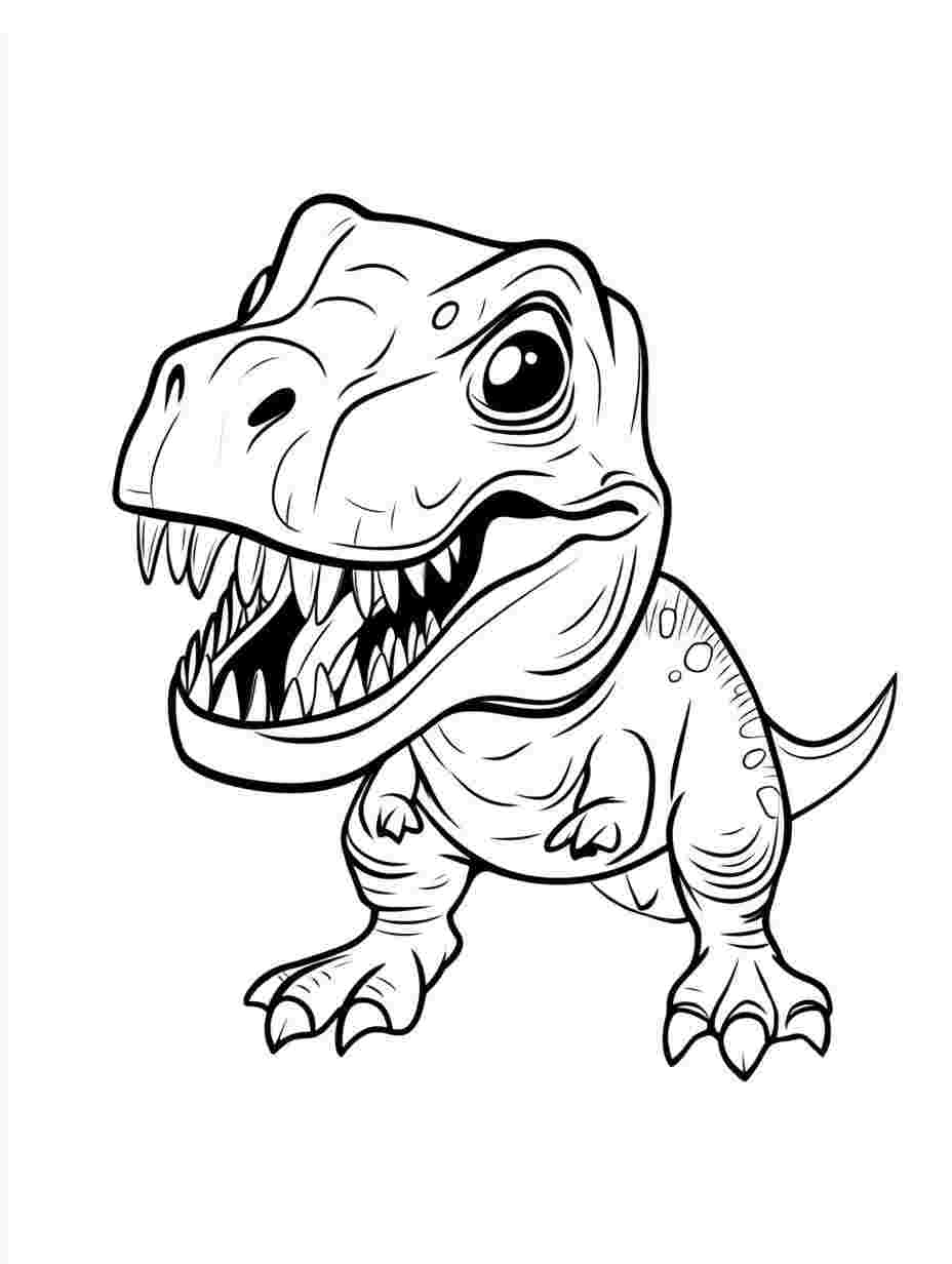 T Rex Dinosaur Big Head Coloring Pages Cartoon